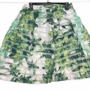Green and white floral midi